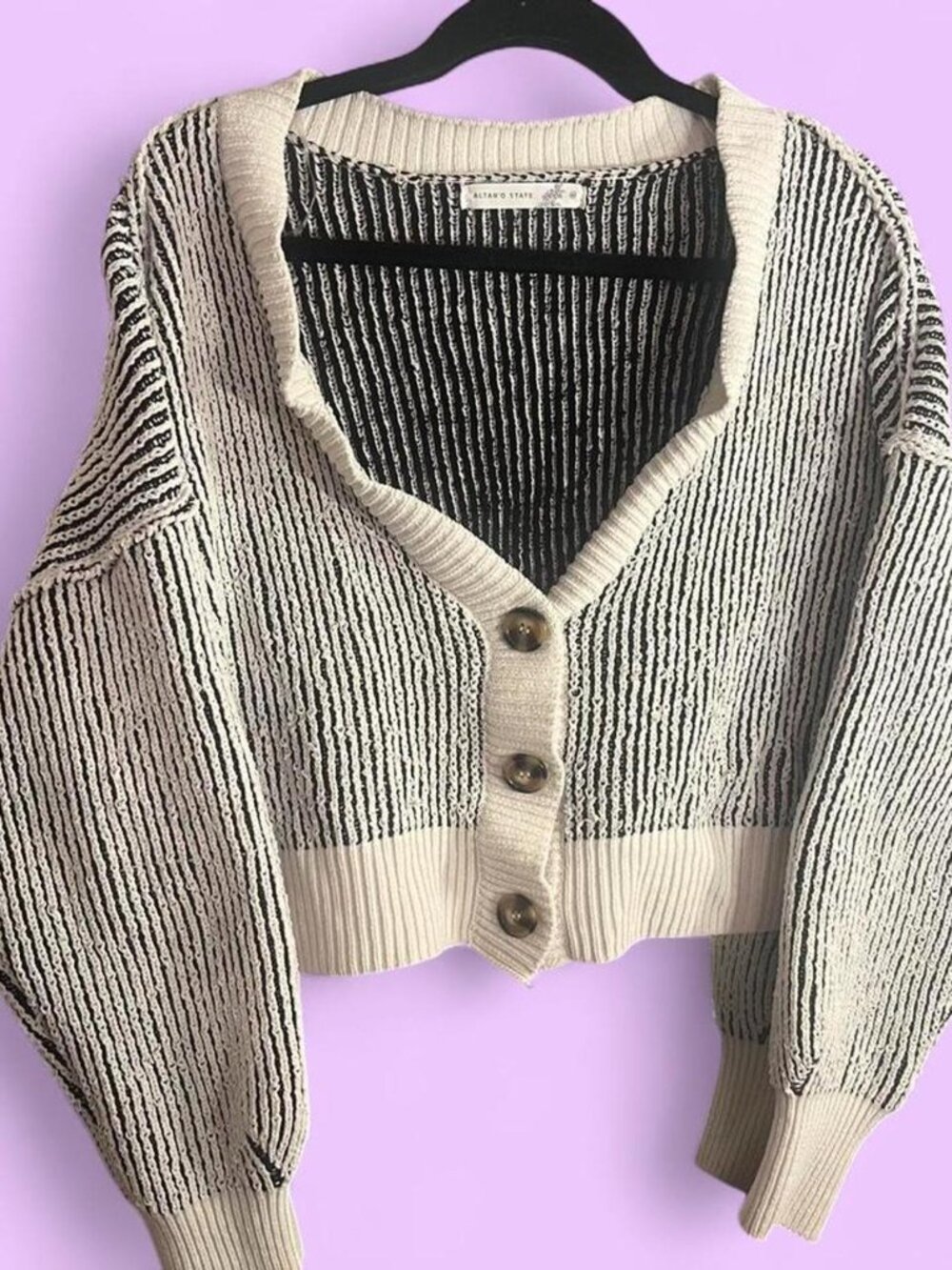 Black/White Cropped Cardigan